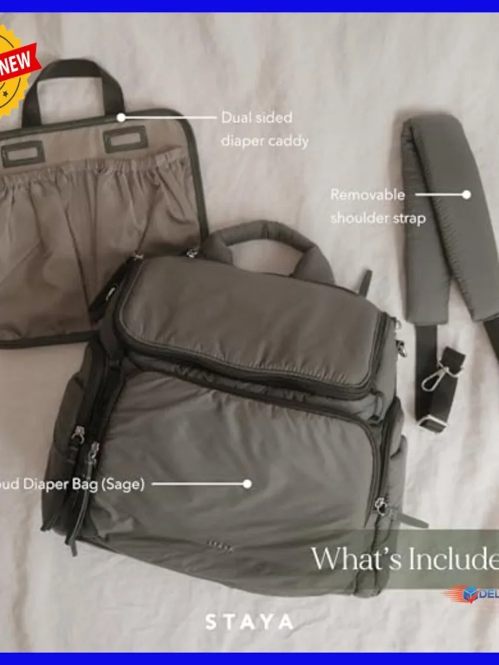 Lightweight Diaper Bag Backpack with Multiple Compartments, Travel Baby Bag
